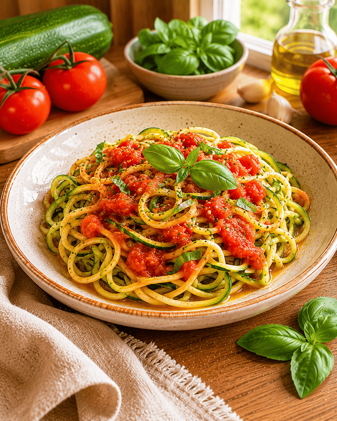 Spaghetti Finos VS22 de Zucchini con Salsa Pomodoro Suave