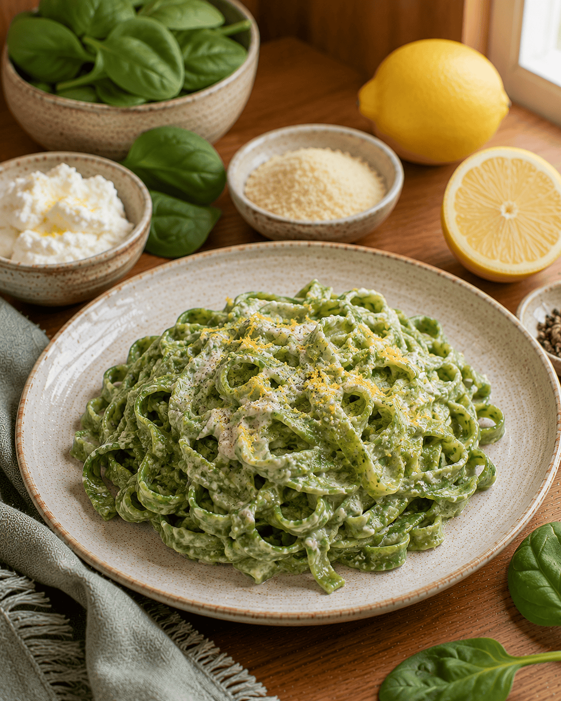 Pasta VS22 Verde de Espinaca con Salsa Cítrica de Ricota