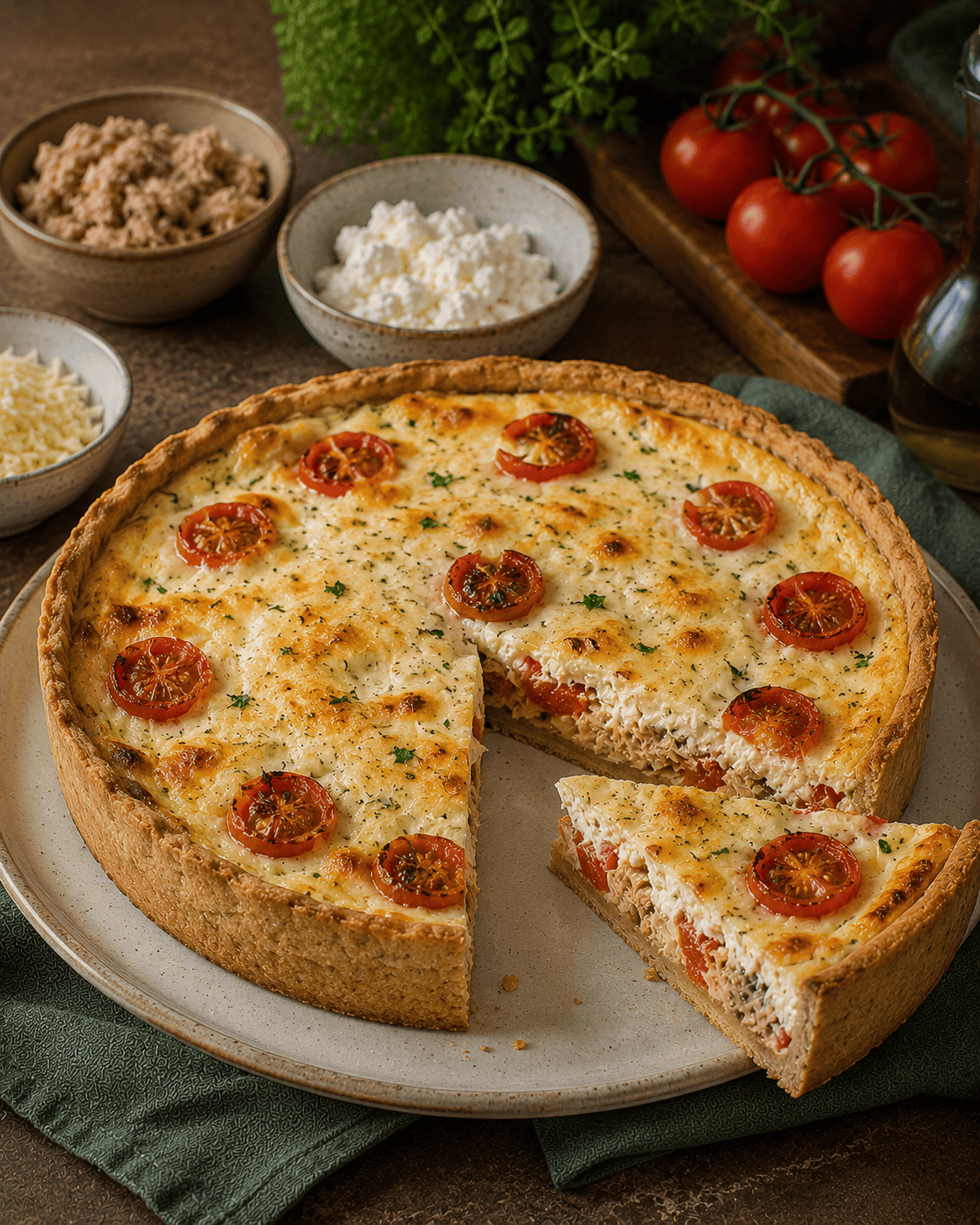 Tarta VS22 De Atún, Tomate Asado Y Dos Quesos