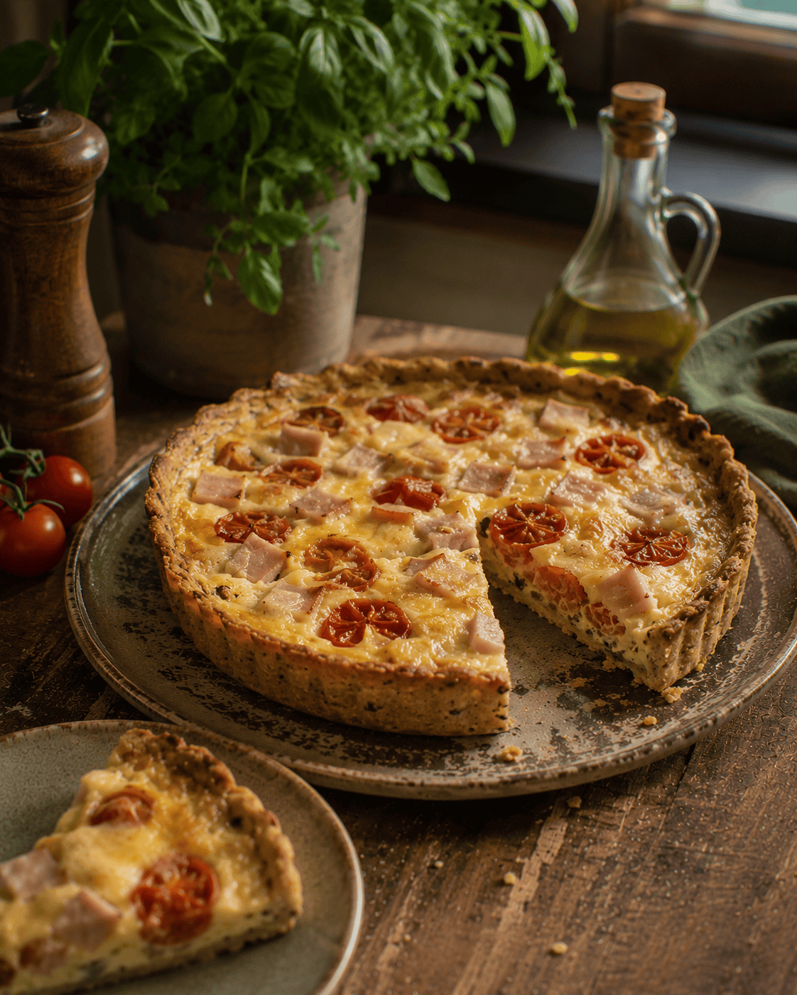 Tarta VS22 De Jamón Natural, Queso Y Tomates Cherry