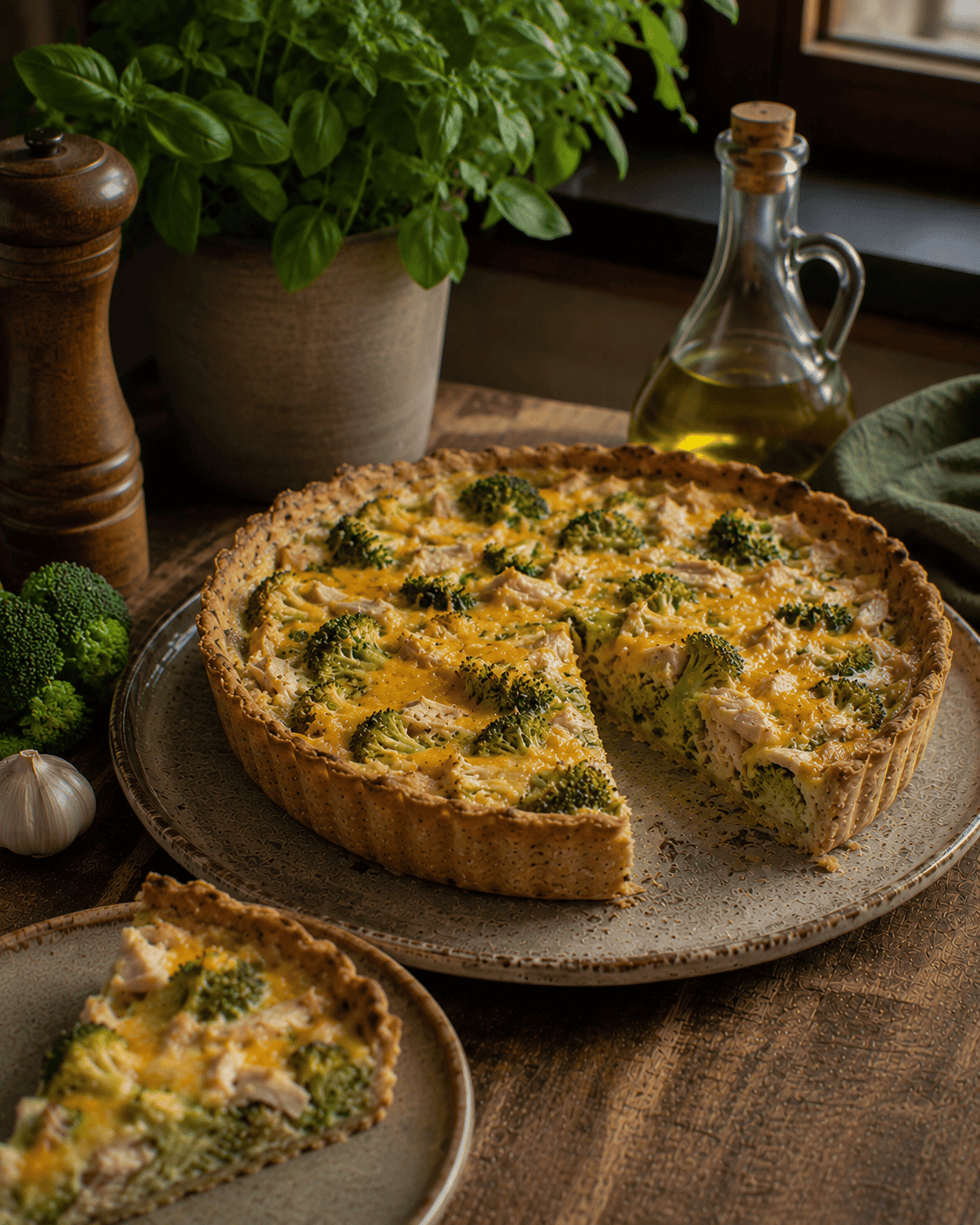 Tarta VS22 De Brócoli, Cheddar Suave Y Pollo
